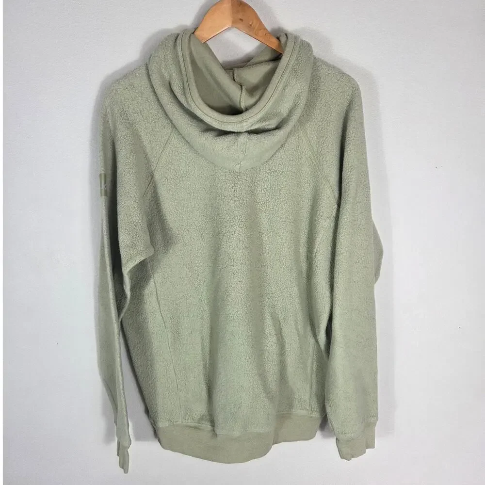 ALO Yoga Triumph Woman's Green Fuzzy Pullover Hoodie Sweatshirt Size XL